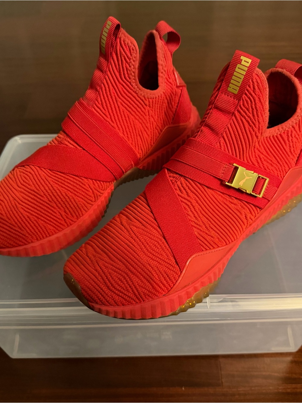Puma Defy Red/Gold with gum sole Slip-On Sneakers